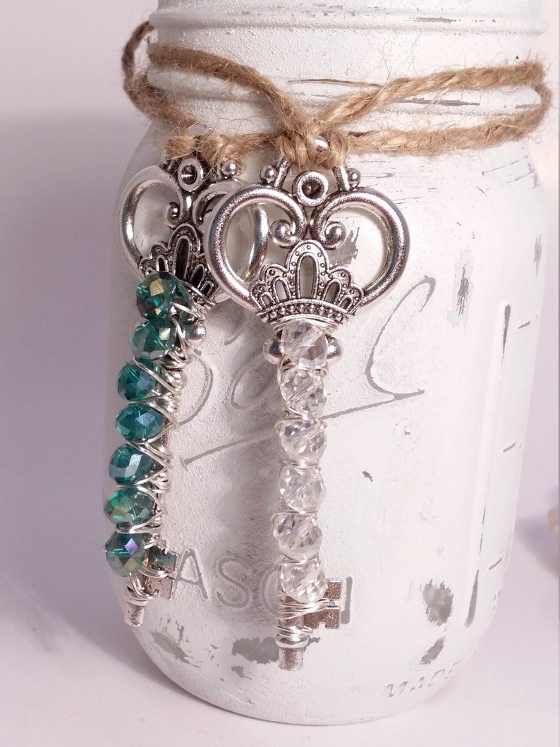 Bead wrapped skeleton key keychain Christmas tree ornaments Etsy