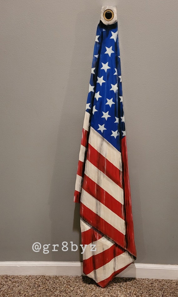 Wooden Draped American Flag Wavy Flag Large Wall Flag Etsy