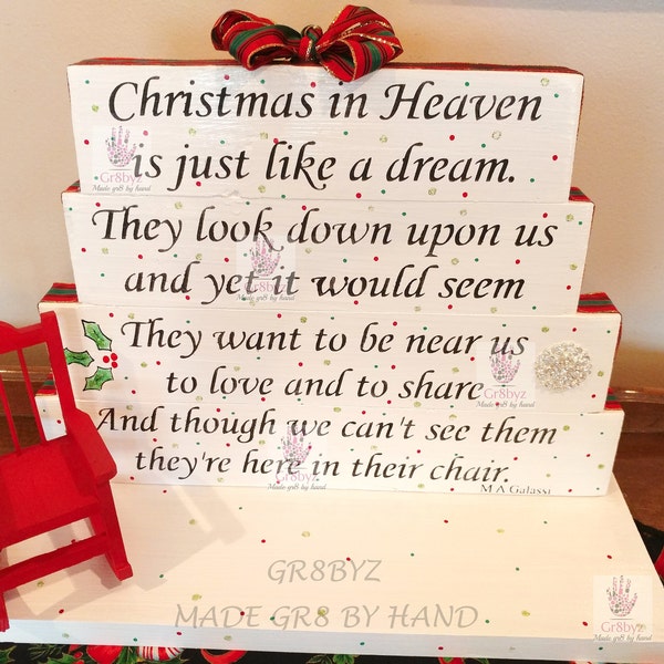 Christmas in Heaven Sign - Holiday Centerpiece - Wooden Memorial Sign - Table Centerpiece - In Loving Memory Sign - Remembrance Sign