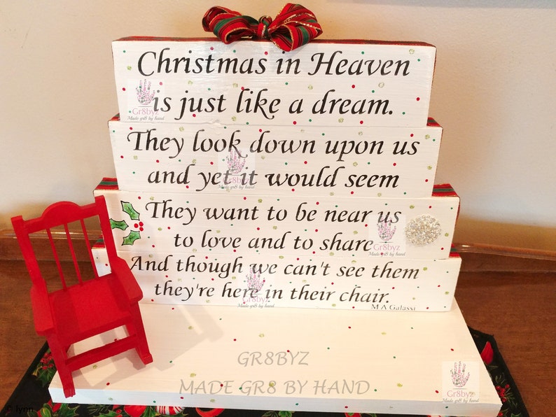 Christmas in Heaven Sign Holiday Centerpiece Wooden Memorial Sign Table Centerpiece In Loving Memory Sign Remembrance Sign image 1