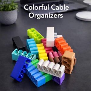 4er‑Pack – 3D gedruckt – Kabelhalter – Clips – Kabel‑Organizer für Schreibtisch & Tischkante – 18 Farben – Weltweiter Versand