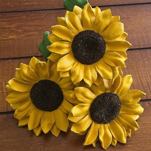 Leather sunflower yellow leather flower third anniversary flower bouquet leather anniversary wedding gift ninth 3rd anniversary gift for her