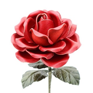 Leather Rose Personalized Leather Flower Third 3rd Wedding Anniversary Long Stem Flower Leather Anniversary Gift For Her Red Pink Orange
