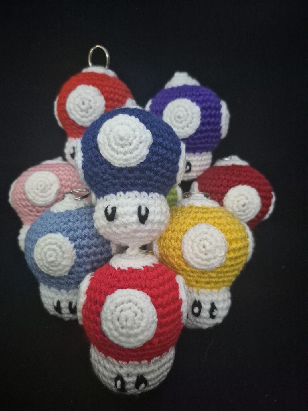 Crochet Mario Mushroom Keychain | Handmade Gamer Charm - Etsy