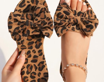 Bow Slippers Women | Soft Sole Slide Sandals | Beach Shoes | Large Size | Summer Gift