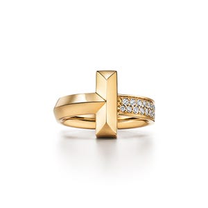 Massief gouden RoundCut Mossoinite Diamond T-vorm ring halve eeuwigheid dubbele rij effenen diamant luxe brede band, uniek verlovingscadeau voor vrouwen