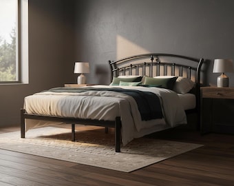 White Metal Bed Frame Queen, Modern Platform Bed with 12” Storage, Heavy Duty Steel Slats, No Box Spring, Noise Free