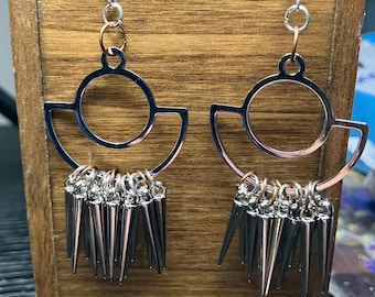 Silver spiky chandelier earring