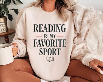 Reading is my favorite sport Sweatshirt, Vintage Reading Sweater, Book lover gift for Her, Bookish shirt, Bookworm Reader Gift,Book Crewneck