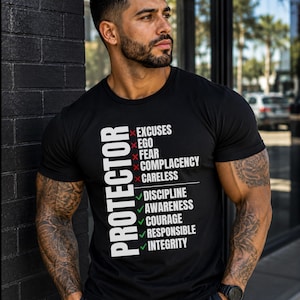 Protector Checklist Graphic T-Shirt | Motivational Integrity Shirt | Preparedness Mindset Tee | Everyday Courage Gift | ZEMBIRA Apparel
