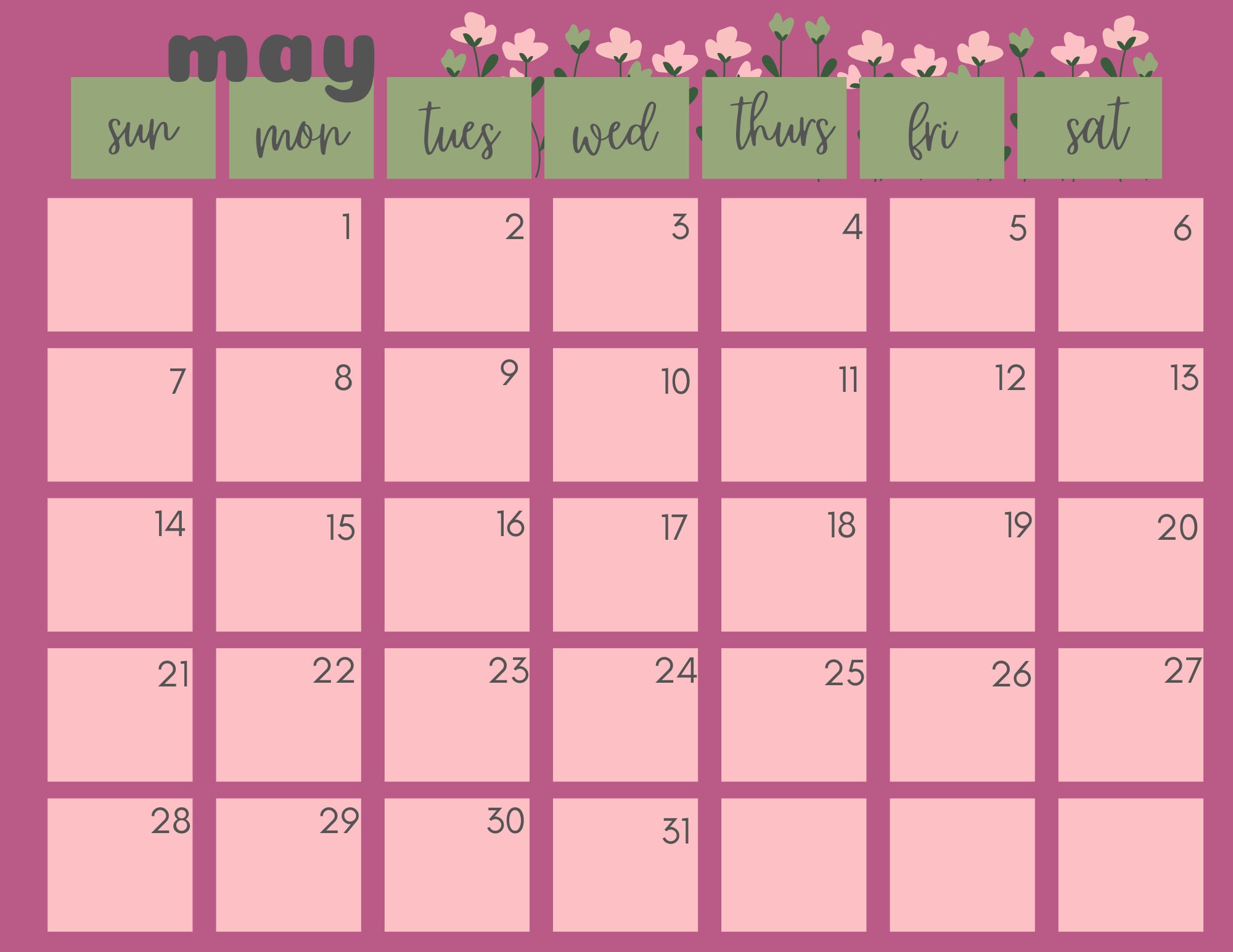 May Calendar Template, May Canva Calendar, May Calendar, May 2023, May 2023  Calendar, Canva Calendar, Editable Calendar, Editable May 2023 - Etsy