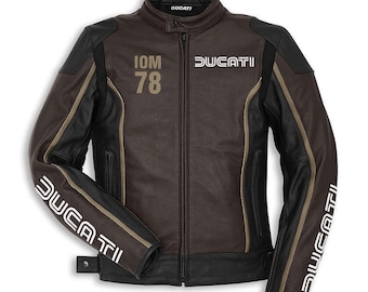 Kurtka motocyklowa Ducati 78 Racing ze skóry bydlęcej, wodoodporna, opancerzona, z certyfikatem CE