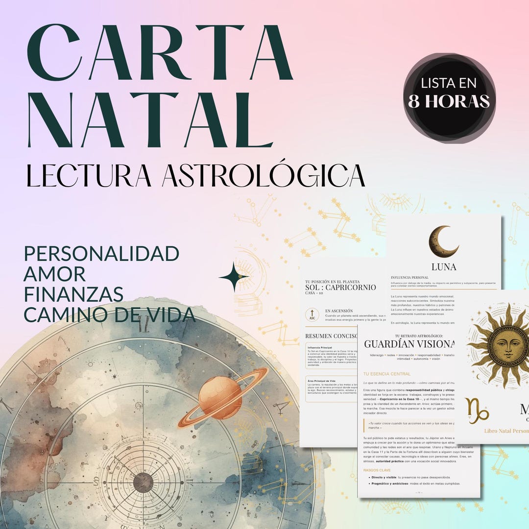 Carta Natal Personalizada En PDF — Lectura Astrológica Psicológica ...