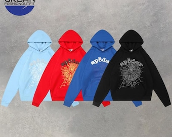 Sudadera con capucha de forro polar con gráfico Sp5der / Jersey unisex de estilo urbano