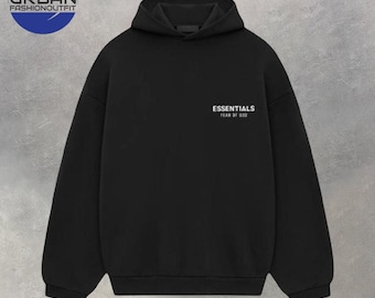 Black Essentials Hoodie | FOG Style Oversized Sweatshirt | Unisex Streetwear Pullover
