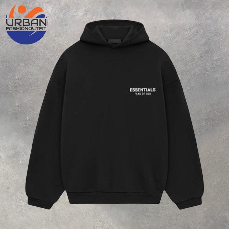 Black Fog Pullover Hoodie Fear Of God Essentials Fleece Hoodie 