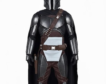 Din Djarin Mandalorian Cosplay Costume Brown Flight Suit with Cape Star Wars Bounty Hunter Outfit