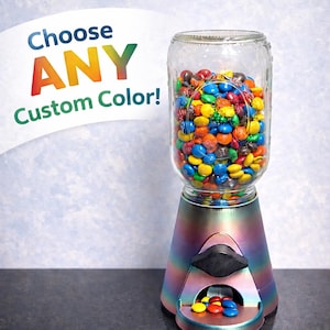 3D Printed Candy Dispenser • Rainbow Color-Shift PLA, Mason Jar Included