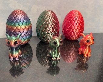 Mini Hatchling Dragon & Egg – 3D Printed Dragon – Desk Buddy – Custom Colors