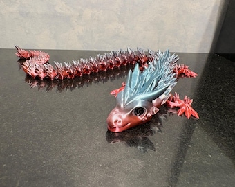 Articulated Crystal Dragon – 18 inch 3D Printed Dual Color Desk Decor-Custom Color Options
