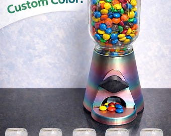 Dispensador de caramelos impreso en 3D • PLA con efecto arcoíris, tarro de cristal incluido