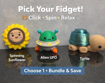 Clicky Keyboard Fidget Toys | Sunflower, Alien UFO, Turtle Desk Toy