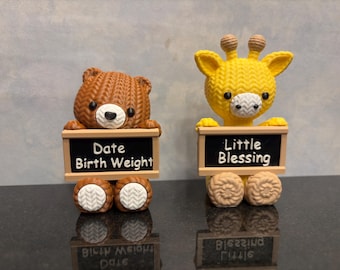 Personalized Baby Nursery Shelf Sitter | Custom Bear or Giraffe Nursery