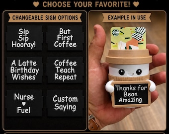 Customizable Coffee Cup Gift Card Holder | Teacher, Nurse, Birthday, Coworker Gift