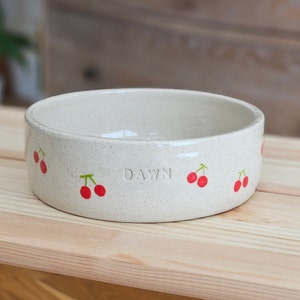 Custom Handmade Personalized Pottery Pet Bowl for Your Beloved Companion | Dog Bowl | Cat Bowl | Hand Painted Pet Bowl |  Cherry Pet Bowl