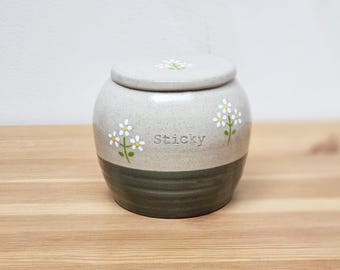 Personalized Ceramic Pet Urn: Daisies Flowers, Green Keepsake