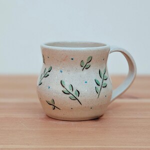 Handmade Pottery Green Leaves Ceramic Mug