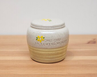 Personalized Ceramic Pet Urn: Light Yellow Pottery Memorial