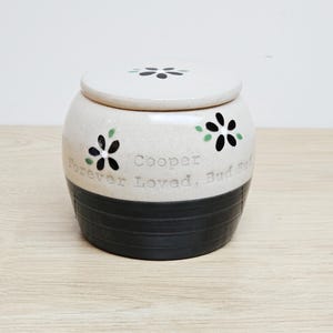 Black Floral Ceramic Pet Urn: Personalized Keepsake Cremation Urn