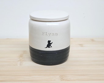 Personalised Handmade Memorial Keepsake Custom Cremation Urn for ashes with black Silhouette Design