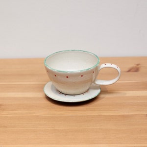 Handmade Cup and Saucer - Elegant Ceramic Decor for Home or Office | Unique Artwork by Garlic Pottery | Handmade Pottery | For Tea Lovers | For Coffee Lovers