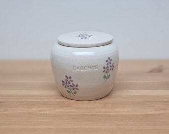 Handmade Ceramic Pet Urn: Forget Me Not Flowers, Personalized Pet Memorial
