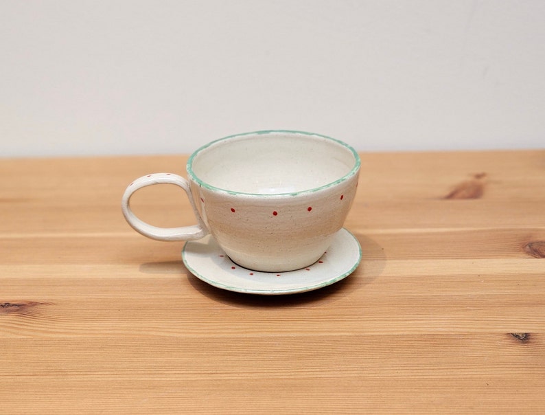 Handmade Cup and Saucer - Elegant Ceramic Decor for Home or Office | Unique Artwork by Garlic Pottery | Handmade Pottery | For Tea Lovers | For Coffee Lovers