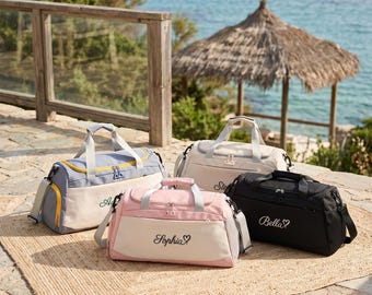 Personalized Gym Duffle Bag with Name, Embroidered Workout Bag with Shoe Compartment, Custom Sports Travel Bag for Women