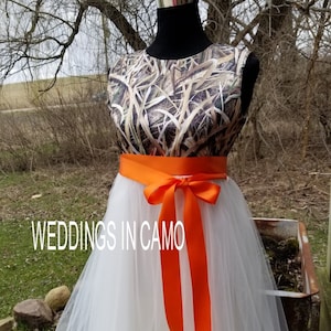orange camo wedding dress DINGZANCAMO Halter Neck Party Dresses Pick Ups Long 2 : Clothing, Shoes & Jewelry Under arm to where you want the hem of dress NEW Camo Truetimber Wedding Gown,