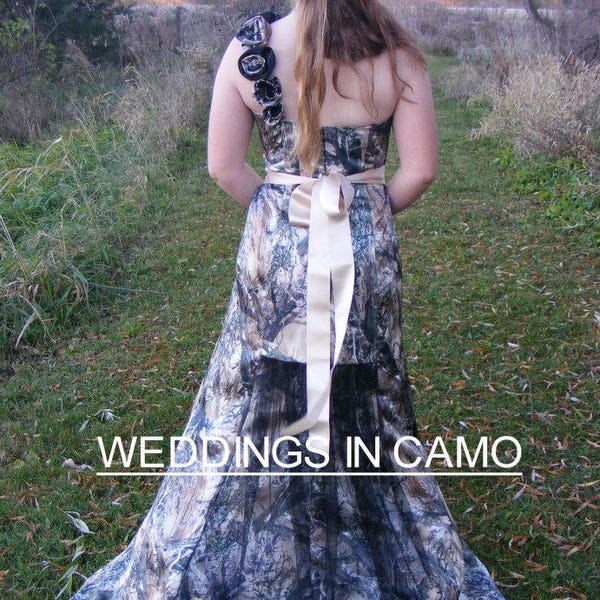 RIBBON sash or CAMO ribbon sash add to WEDDING dress Mossy Oak ribbon