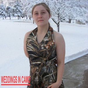 SHORT CAMO Bridesmaid with Halter top GREAT for plus sizes Available in fourteen colors
