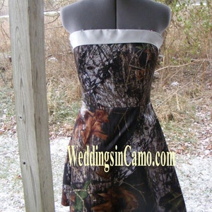 CAMO wedding dress SHORT formal dress with banded top and optional corset and beading
