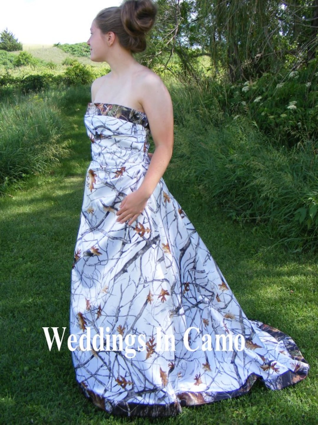 Long Camo Prom Dresses Camo Wedding Dress Corset Back Snow And Mossy Oak