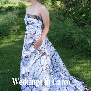 Camo Wedding Dress Corset Back Snow and Mossy Oak