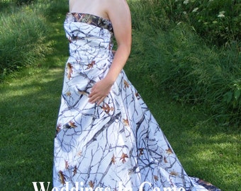 Camo Wedding Dress Corset Back Snow and Mossy Oak