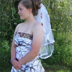 Camo Ribbon Double Layer Ribbon Trimmed Veil