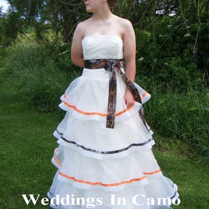 Strapless Organza CAMO Ribbon TIERS Rustic Country Wedding Dress