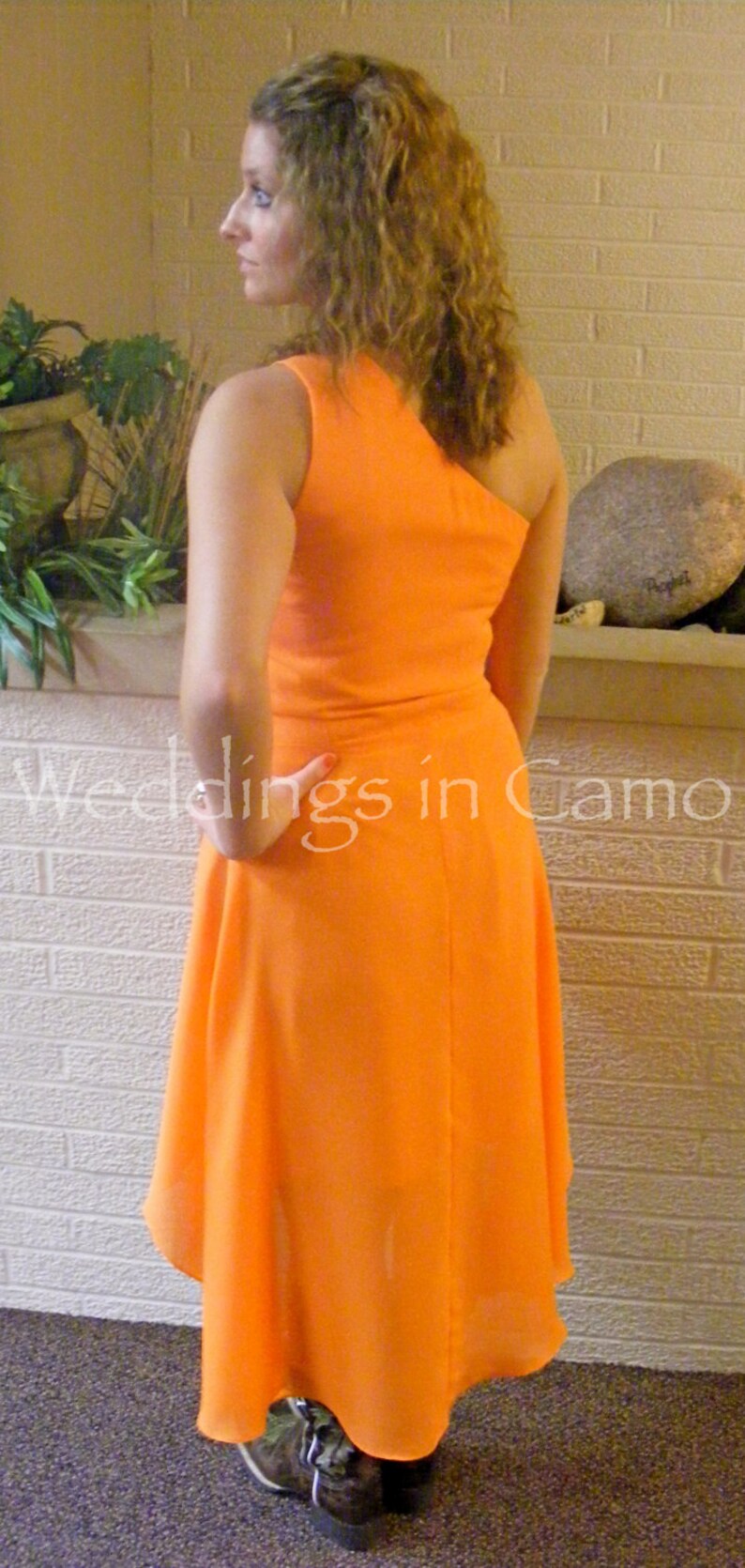CAMO bridesmaid dress with high low hemline SIZES 2 to 14