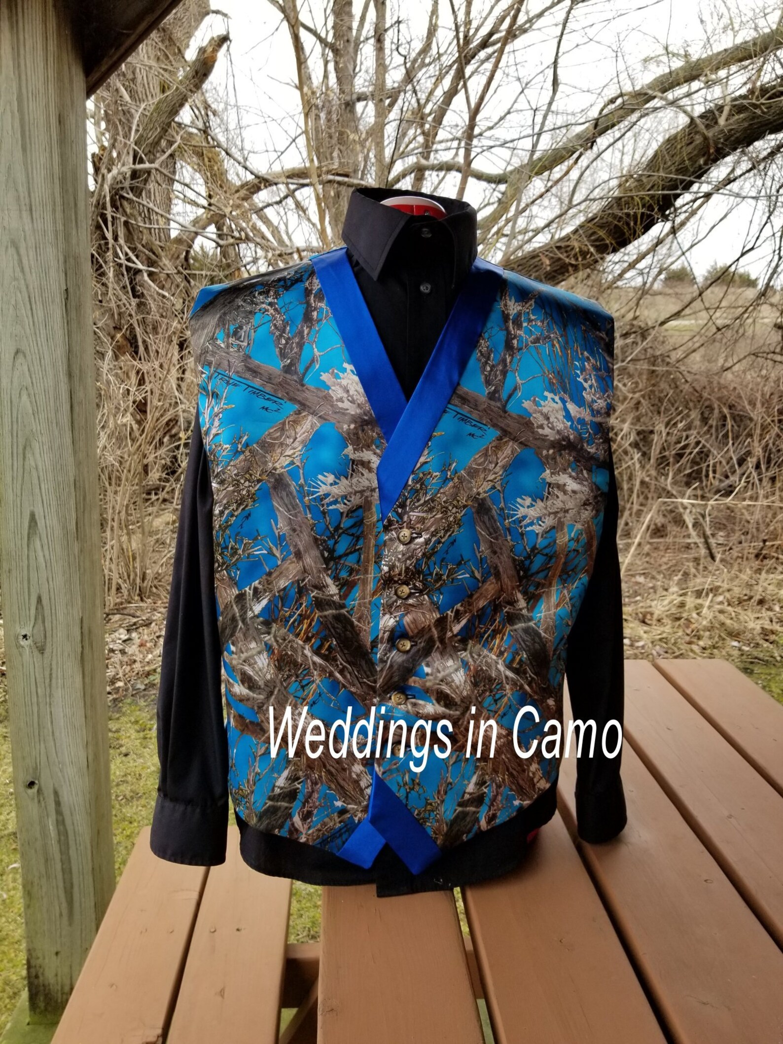 CAMO BLUE Vest True Timber Blue Trimmed in BLUE Etsy