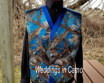 CAMO BLUE Vest + True Timber Blue trimmed in BLUE